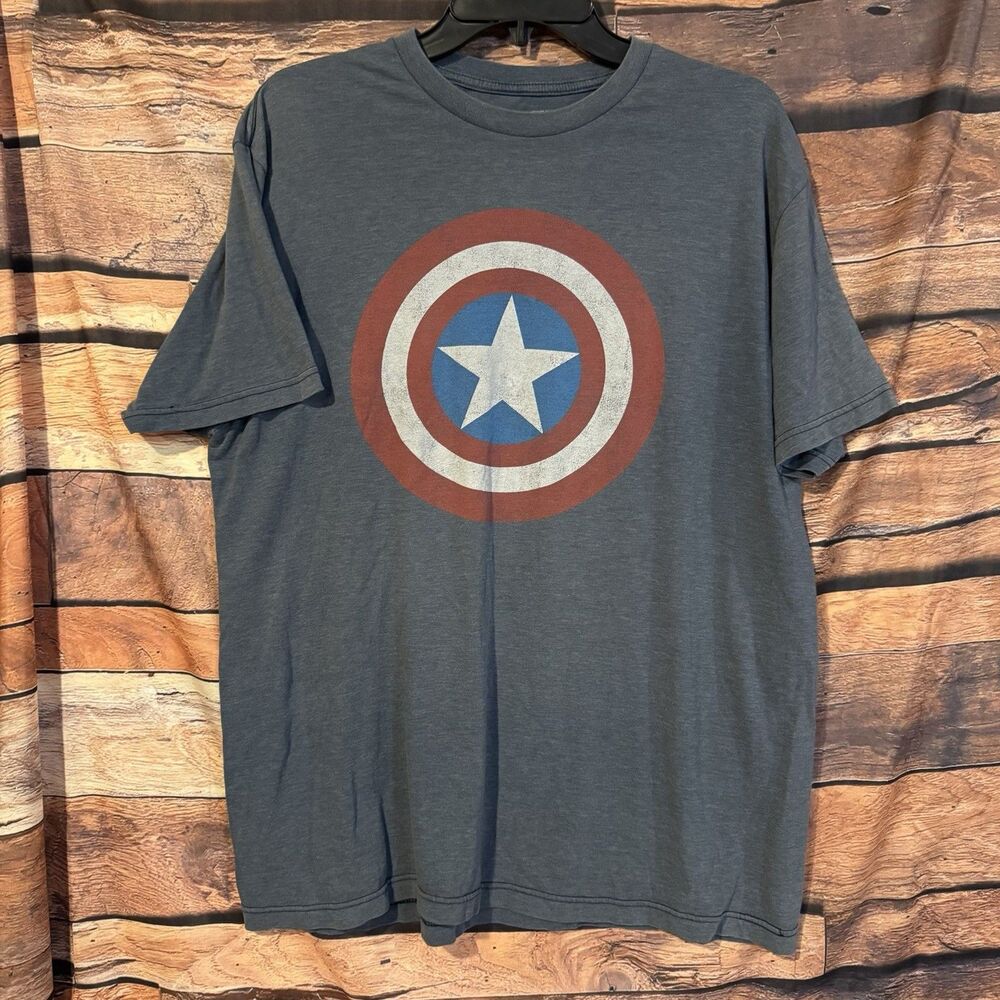 Marvel Comics Captain America Shield Shirt Mens XL 2012 Grey Heather Graphic Tee